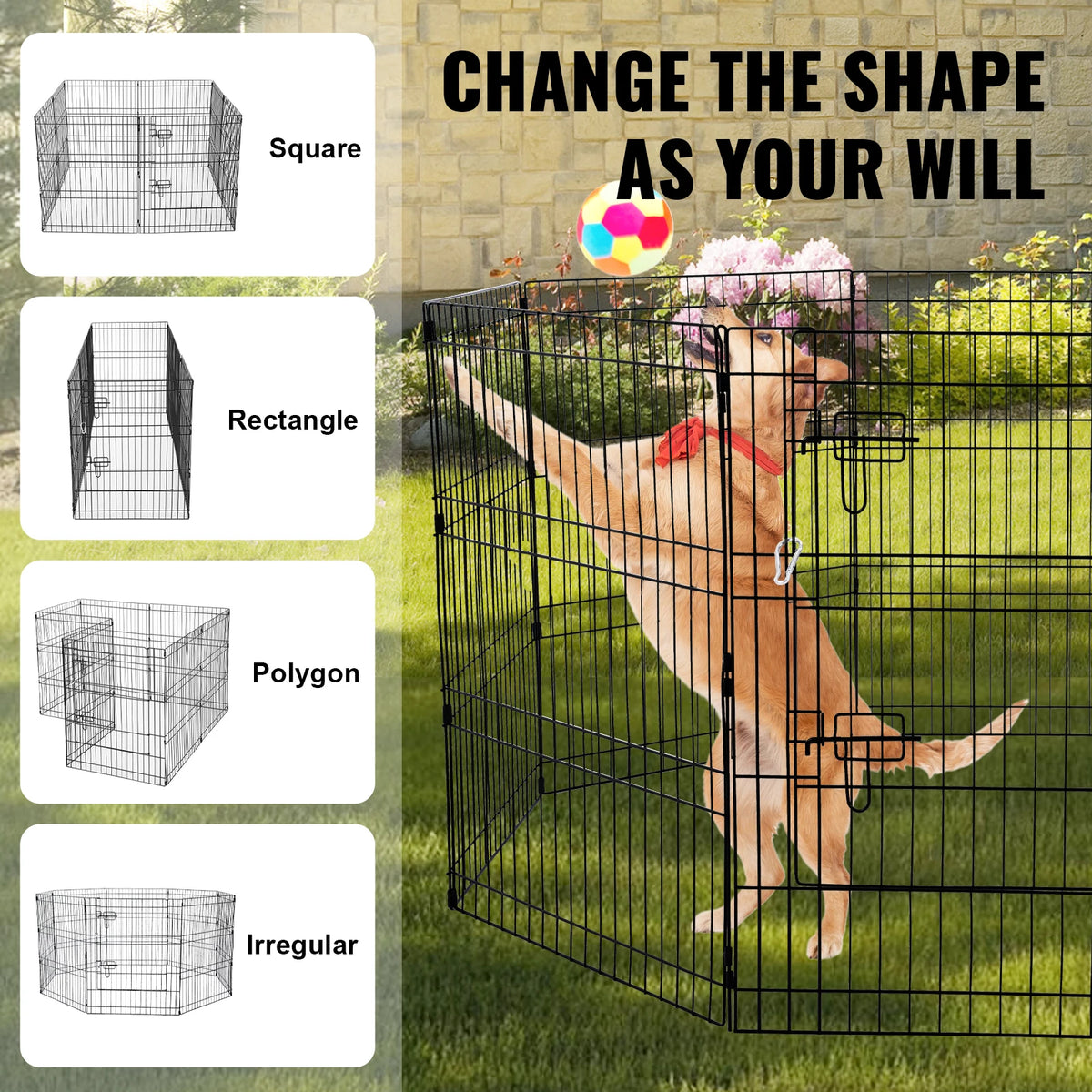 VEVOR Dog Playpen Foldable Metal Pet Exercise Pen Dog Fence Indoor and Outdoor Pen with 600D Oxford Fabric Top Cover for Dogs