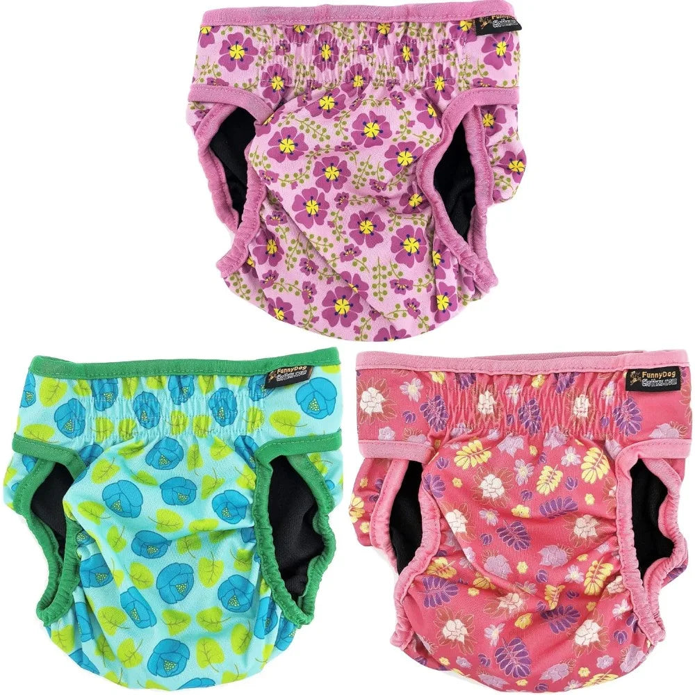 Pack of 6 Female Dog Diapers with 4 - Layers of Absorbent Pads Cat Panties Waterproof Leak Proof