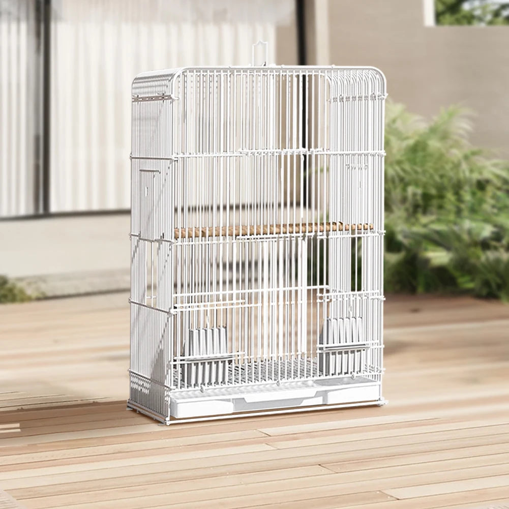 Household Bird Cage with Hnadle Wrought Iron Bird Cage Removable Tray Portable Parrot Cage for Indoor Outdoor Home Bird Feeding