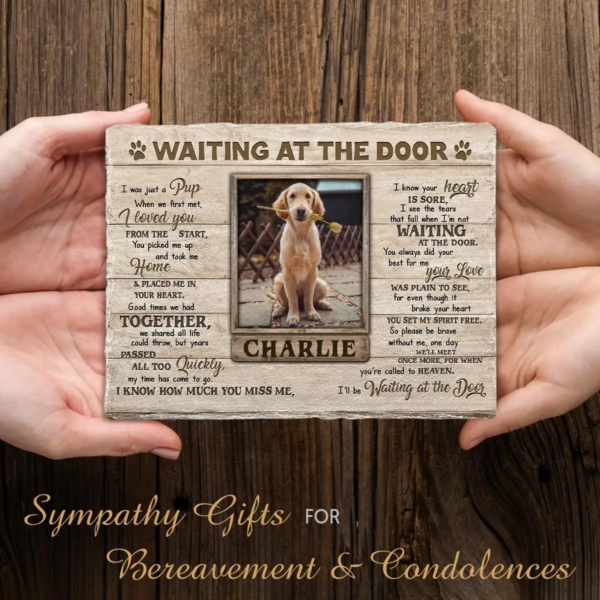 Dog Memorial Gifts for Loss of Dog, Personalized Stone with Photo and Name