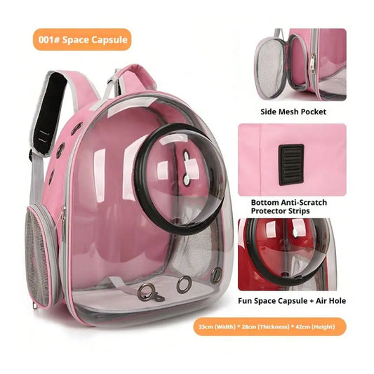 1PC Pet Space Capsule Backpack, Cat And Dog Carrier, Transparent, Breathable And Heat-Resistant, Pet Carrier Suitable For Travel, Hiking And Camping