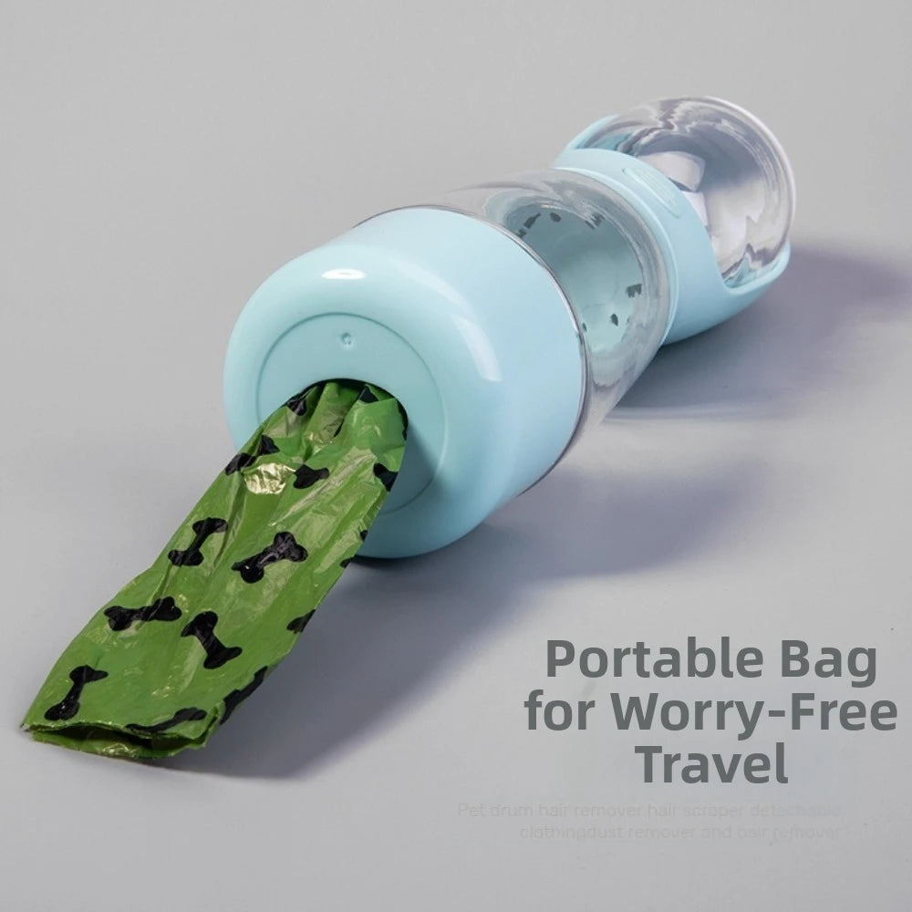 New 400ml Dog Water Dispenser with Poop Bag Container 3 in 1 Pet Water Bottle Portable Leak Proof Dog Food Bottle Travel Use