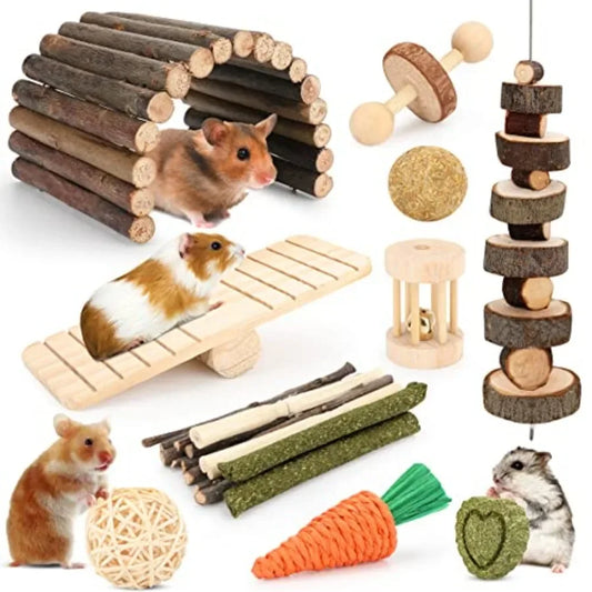 Hamster Toys Guinea Pig Toys Hamster Wheel Hamster Cage Accessories Small Animal Molar Chew Toys for Chinchillas, Gerbils, Mice