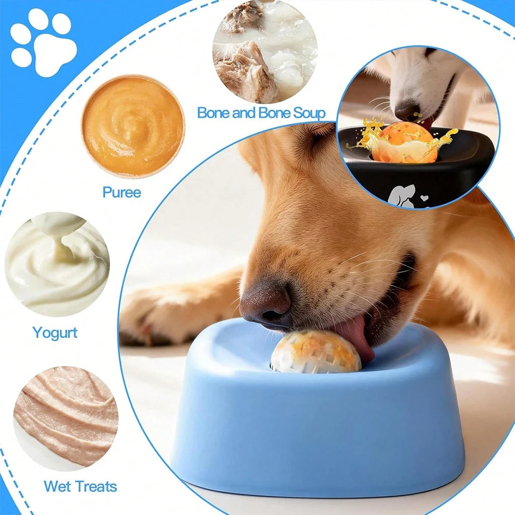 5pcs Anti-Choking Slow Feeder Dog Bowl Non-Slip 3/4 Cup -4pcs Double-Sided Toothbrushes + 1pc Lick Feeder Bowl , Lick Toy for Liquid Treats Bone Broth Ice Cream Yogurt