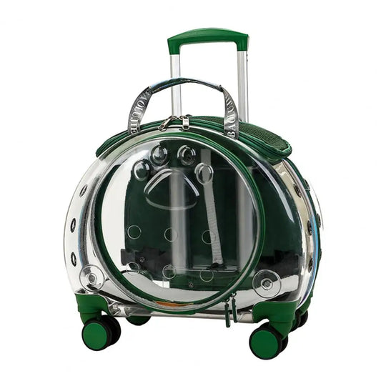 Pet Trolley Case Clear Ventilation Holes Silent Wheels Portable Cat Dog Backpack Rolling Carrier for Travel Outdoor Use