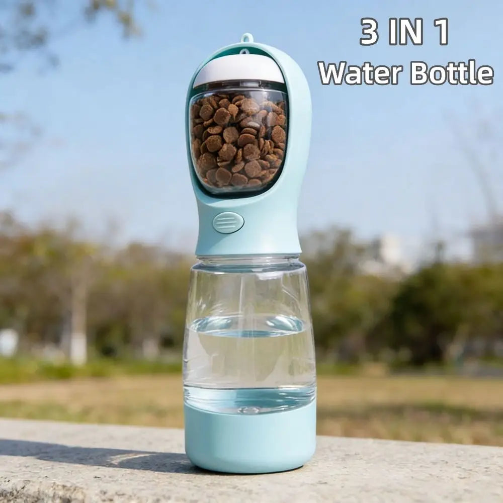 New 400ml Dog Water Dispenser with Poop Bag Container 3 in 1 Pet Water Bottle Portable Leak Proof Dog Food Bottle Travel Use