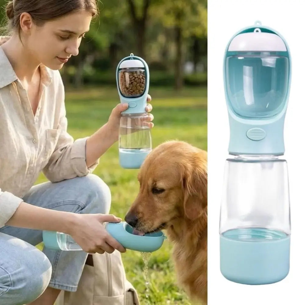 New 400ml Dog Water Dispenser with Poop Bag Container 3 in 1 Pet Water Bottle Portable Leak Proof Dog Food Bottle Travel Use