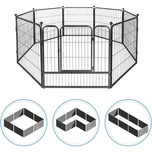oldable Outdoor/Indoor Pet Playpen with Gate, Available in 24"/32"/40" Height Metal Portable Kennel, Heavy-Duty Exercise ence Ca