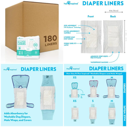 Dog Diaper Liners | Inserts for Washable Covers, Female Dog Diapers, and Male Dog Belly Bands