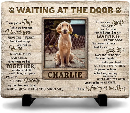Dog Memorial Gifts for Loss of Dog, Personalized Stone with Photo and Name