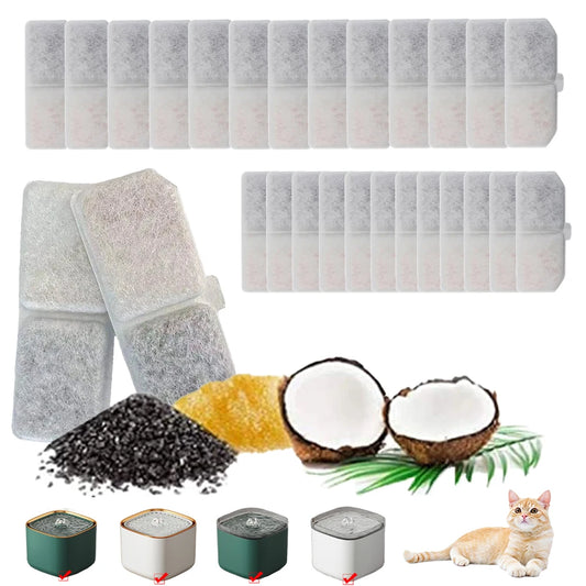 10/16PCS Pet Water Fountain Activated Carbon Filters Resin Core Compatible with Cat Dog Smart Water Dispensers