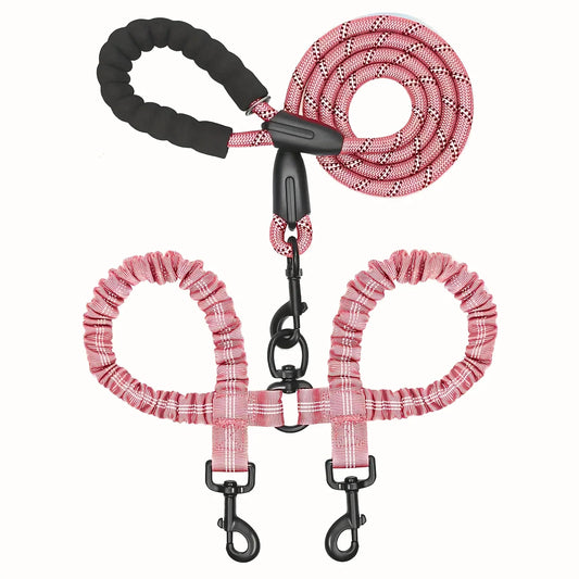 A pair of two dog ropes with soft cushioned handles, adjustable and soft pet walking ropes, perfect for medium-sized and large dog walking training, with multiple colors for you to choose from
