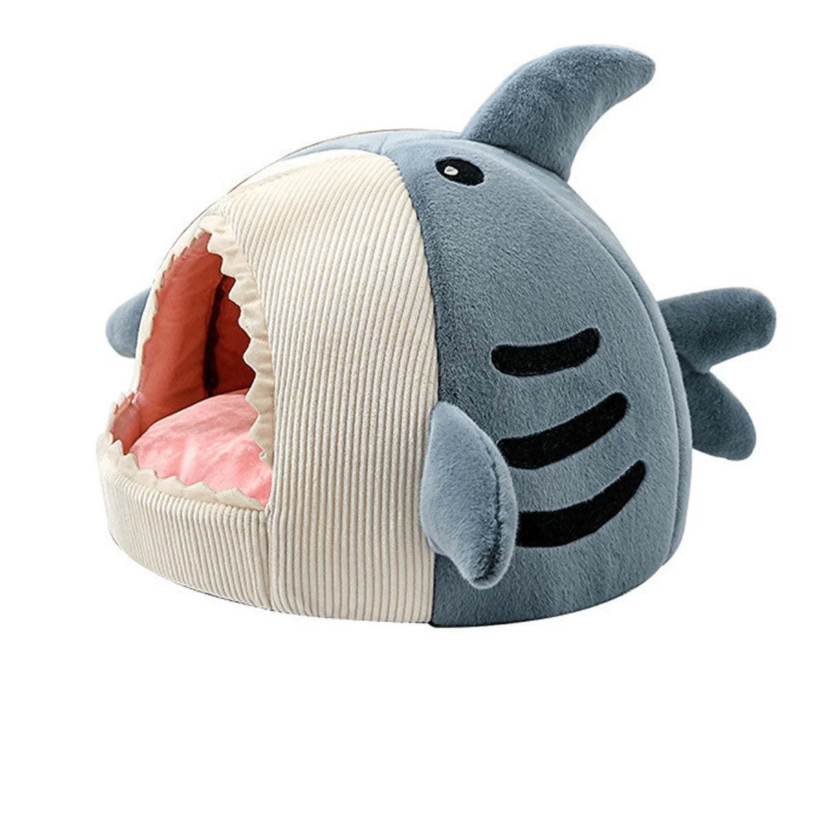 Shark-Shaped Enclosed Pet Bed For Dogs & Cats - Ultra Soft Thermostatic Warmth, Strong Wrap Feeling & Sense Of Security, All-Season Universal Cozy Pet Nest For Dog Daycare & Pet Boarding, Size: 15.75x15.75x11.81 In