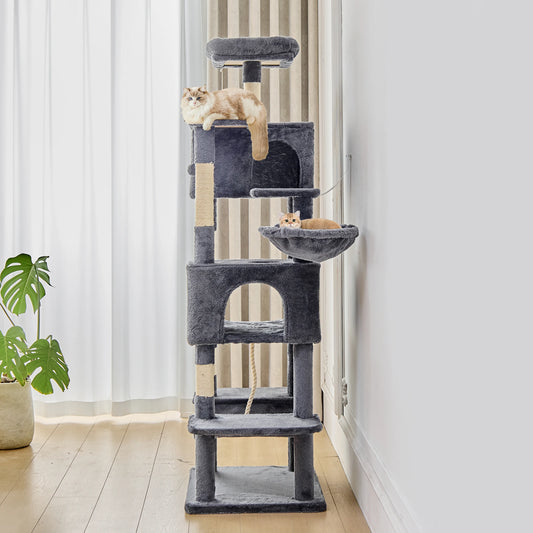 JHK Cat Tree Tower 66 Inch Large Multi Level Cat Climbing Tower with Condo Natural Sisal Scratching Posts Pet House for Indoor