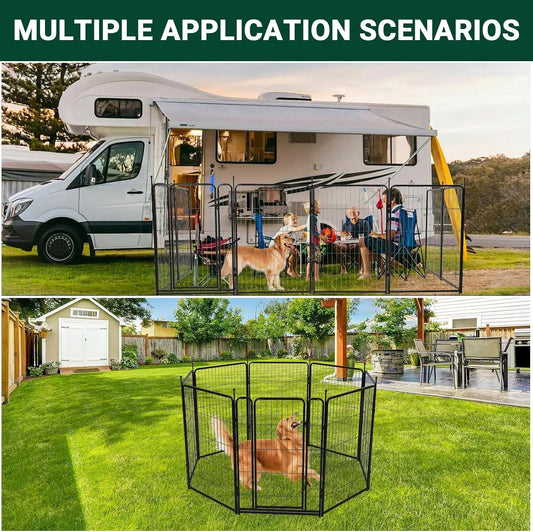 16 Panels Dog Playpen Heavy Duty Pet Fence Indoor Outdoor Pet Safety Isolation Barrier for Puppy Dog Supplies Wide Door Low Threshold, Quick Tool-Free Setup